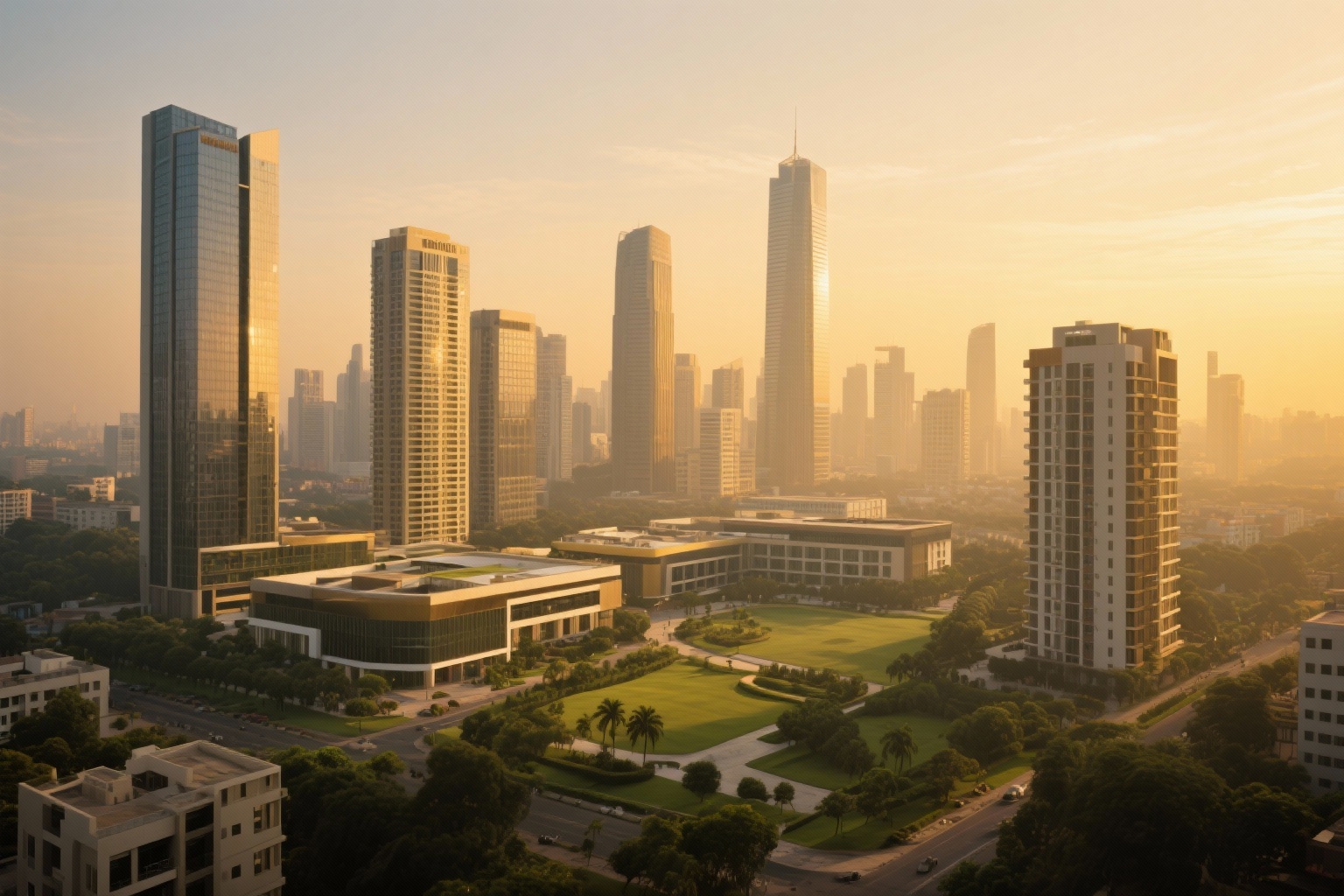 Skyline of Bengaluru representing the city's real estate market